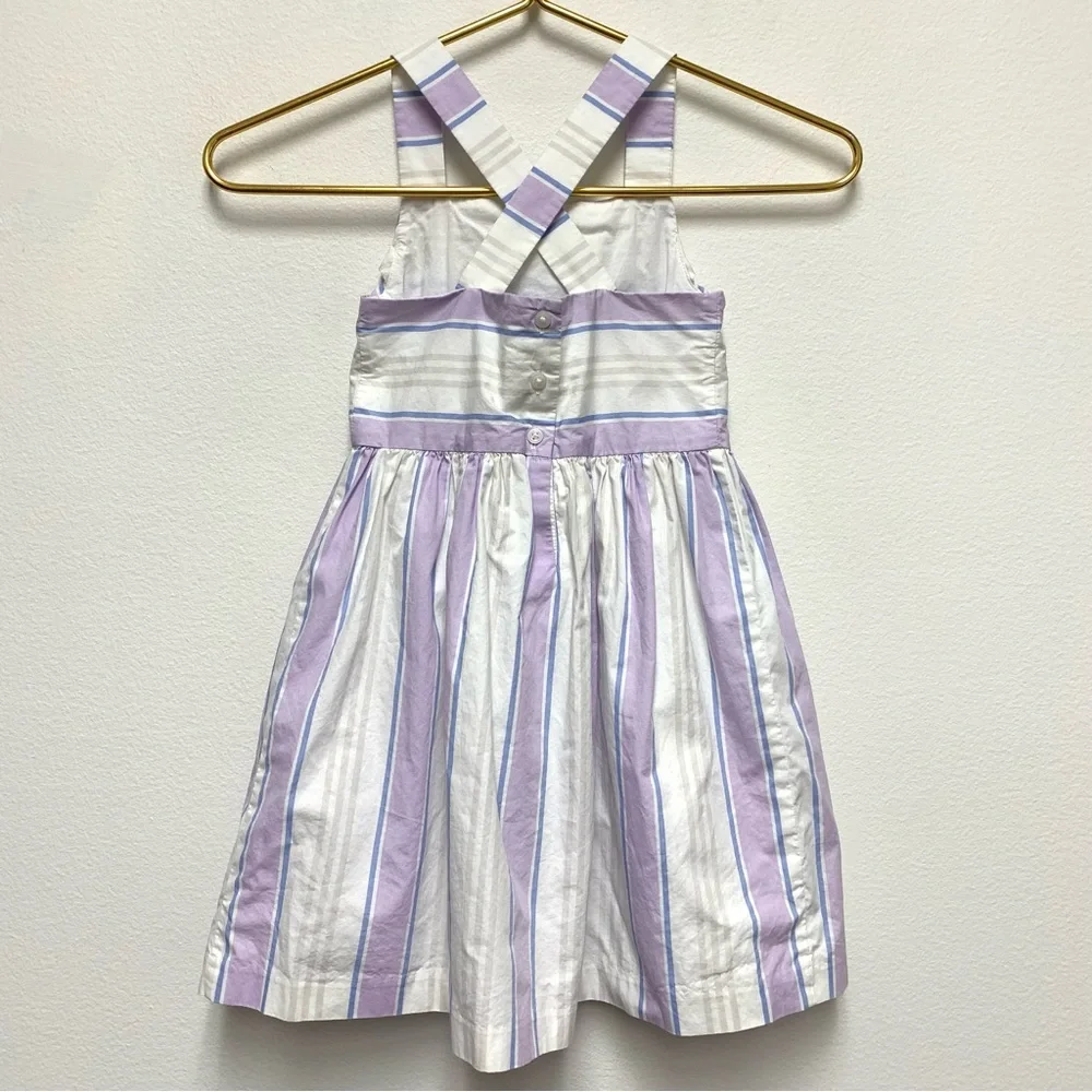 Janie and Jack Pastel Stripe Bow Dress Size 4 Girls Easter Spring Summer Cotton